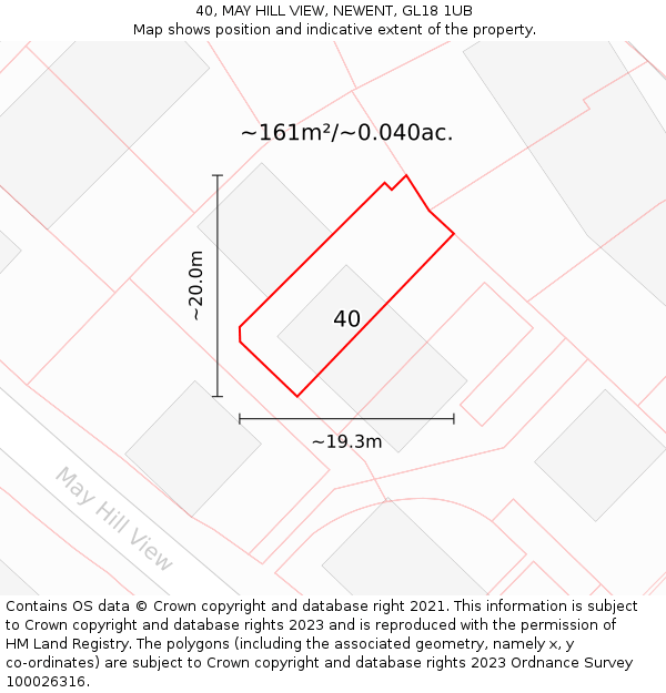 40, MAY HILL VIEW, NEWENT, GL18 1UB: Plot and title map