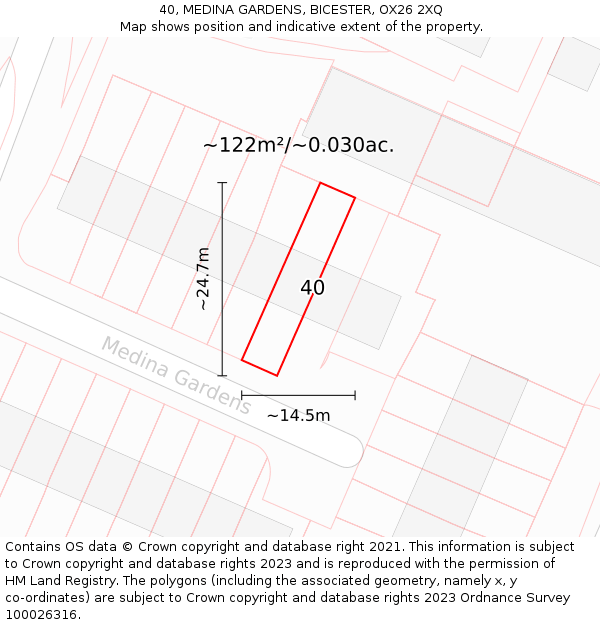 40, MEDINA GARDENS, BICESTER, OX26 2XQ: Plot and title map