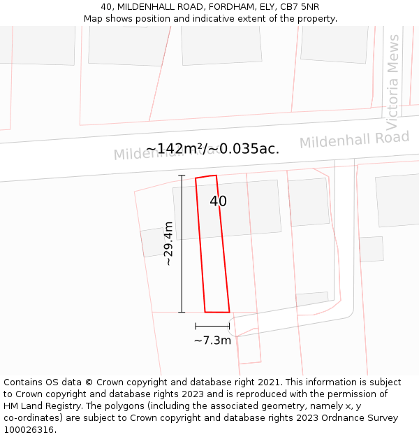 40, MILDENHALL ROAD, FORDHAM, ELY, CB7 5NR: Plot and title map