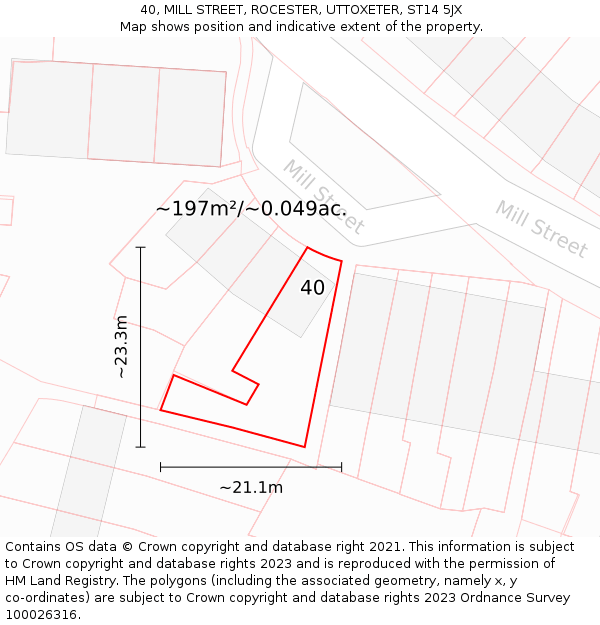 40, MILL STREET, ROCESTER, UTTOXETER, ST14 5JX: Plot and title map
