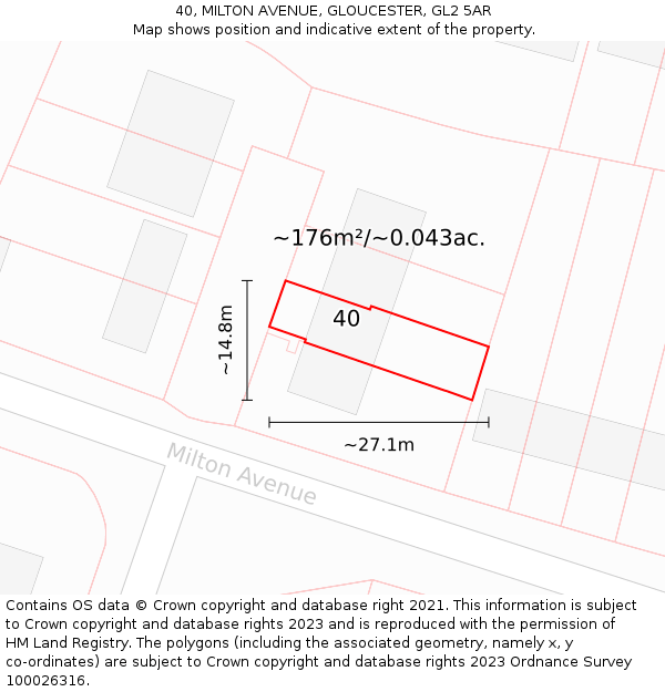 40, MILTON AVENUE, GLOUCESTER, GL2 5AR: Plot and title map