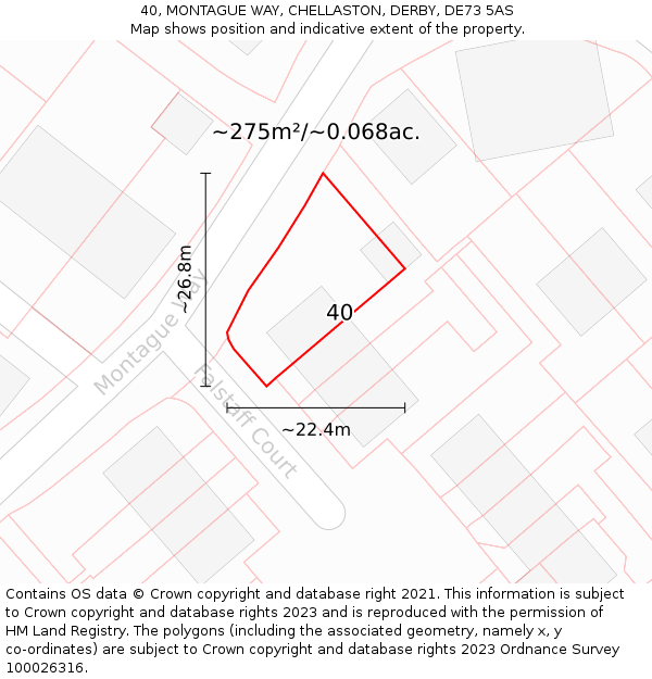 40, MONTAGUE WAY, CHELLASTON, DERBY, DE73 5AS: Plot and title map