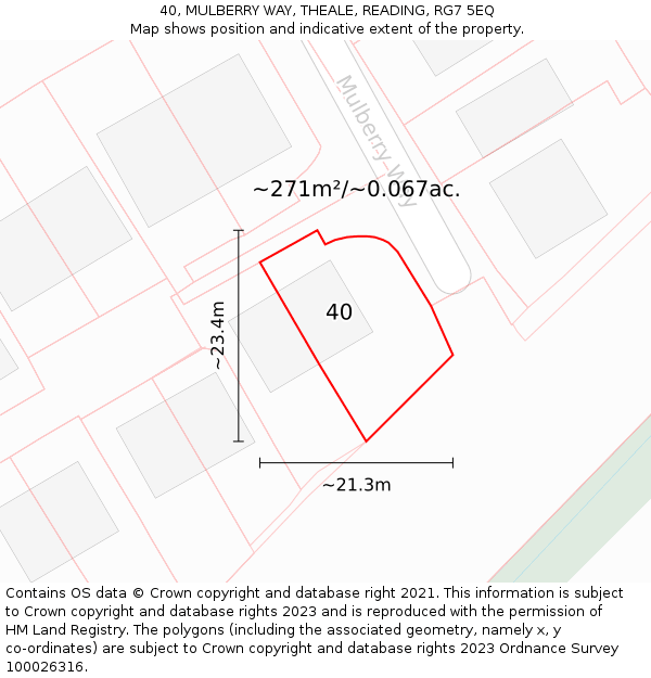 40, MULBERRY WAY, THEALE, READING, RG7 5EQ: Plot and title map