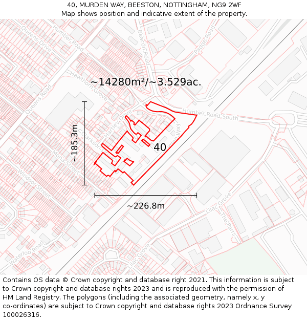 40, MURDEN WAY, BEESTON, NOTTINGHAM, NG9 2WF: Plot and title map