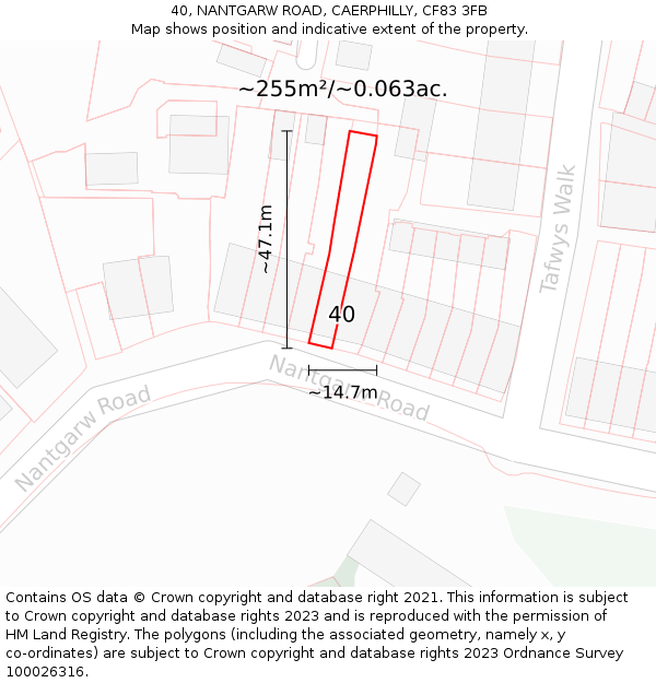 40, NANTGARW ROAD, CAERPHILLY, CF83 3FB: Plot and title map