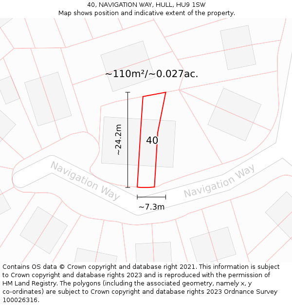 40, NAVIGATION WAY, HULL, HU9 1SW: Plot and title map