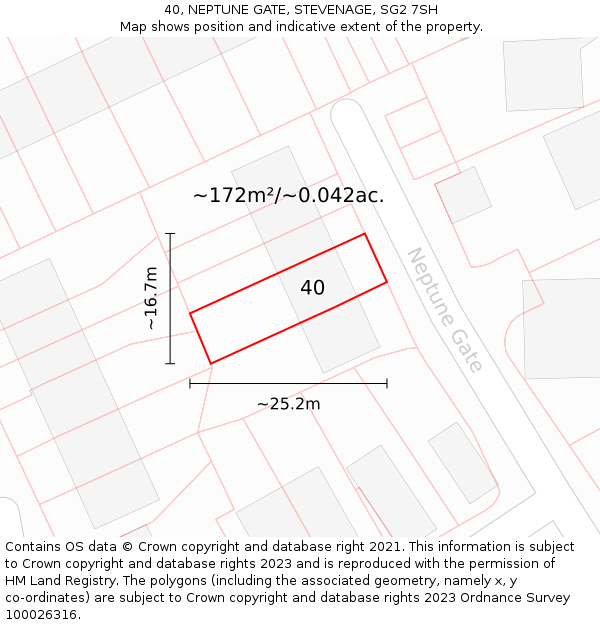 40, NEPTUNE GATE, STEVENAGE, SG2 7SH: Plot and title map