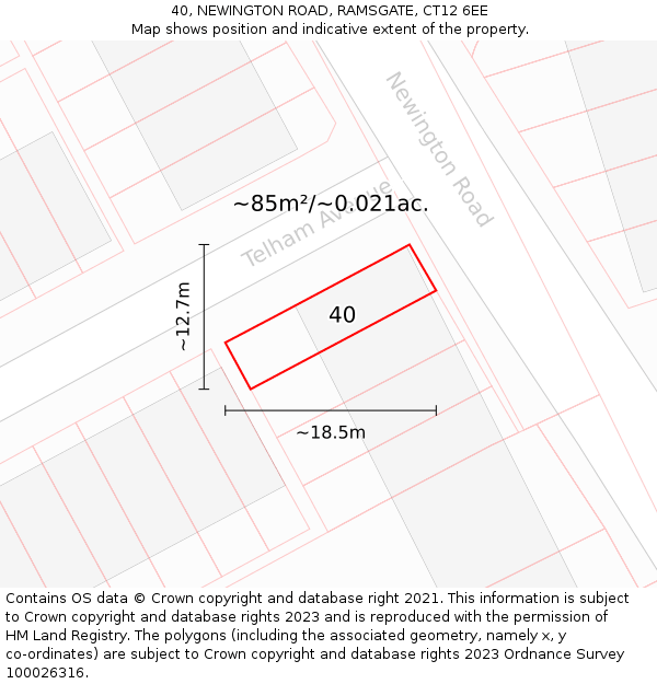 40, NEWINGTON ROAD, RAMSGATE, CT12 6EE: Plot and title map
