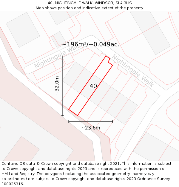 40, NIGHTINGALE WALK, WINDSOR, SL4 3HS: Plot and title map