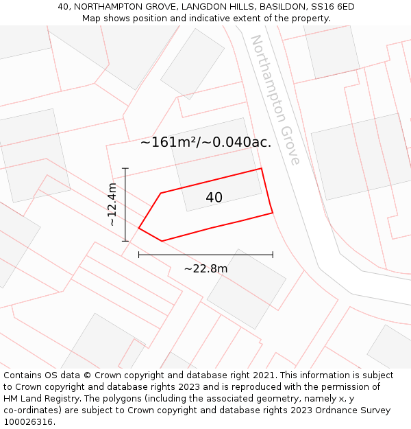 40, NORTHAMPTON GROVE, LANGDON HILLS, BASILDON, SS16 6ED: Plot and title map