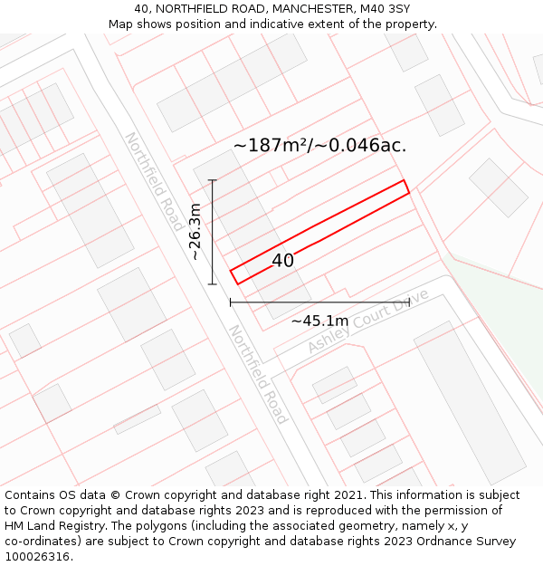 40, NORTHFIELD ROAD, MANCHESTER, M40 3SY: Plot and title map