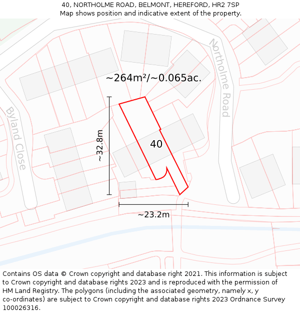40, NORTHOLME ROAD, BELMONT, HEREFORD, HR2 7SP: Plot and title map