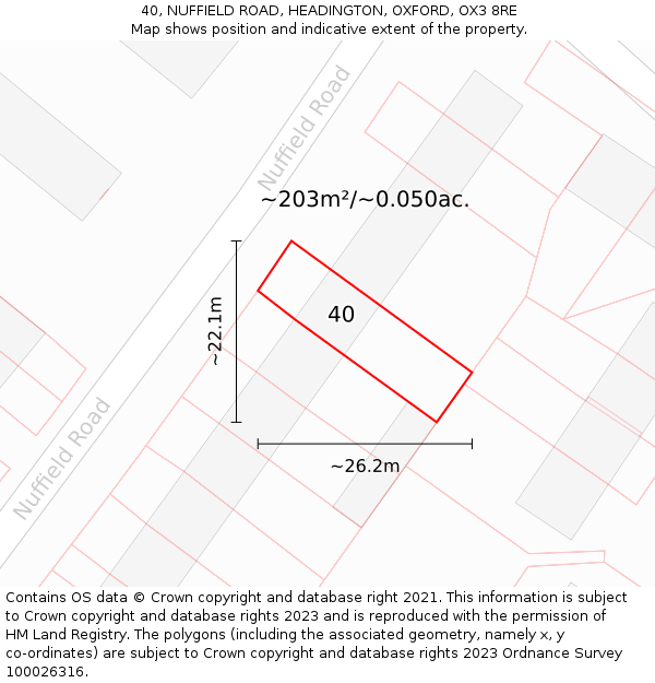 40, NUFFIELD ROAD, HEADINGTON, OXFORD, OX3 8RE: Plot and title map