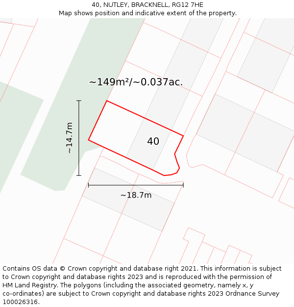 40, NUTLEY, BRACKNELL, RG12 7HE: Plot and title map