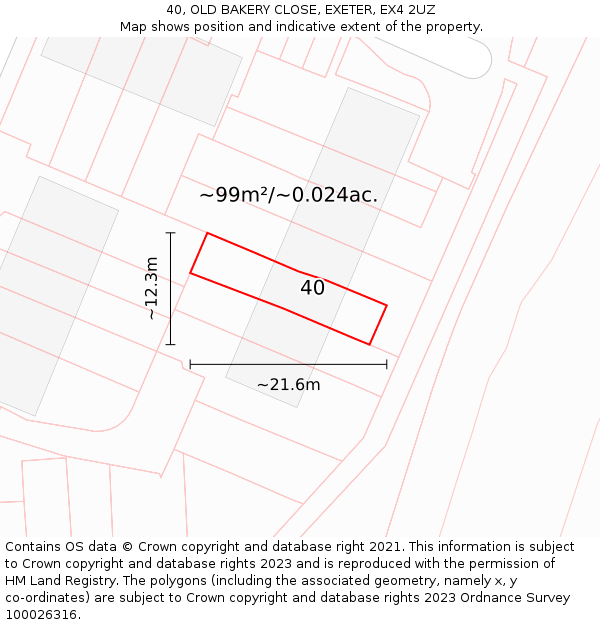 40, OLD BAKERY CLOSE, EXETER, EX4 2UZ: Plot and title map