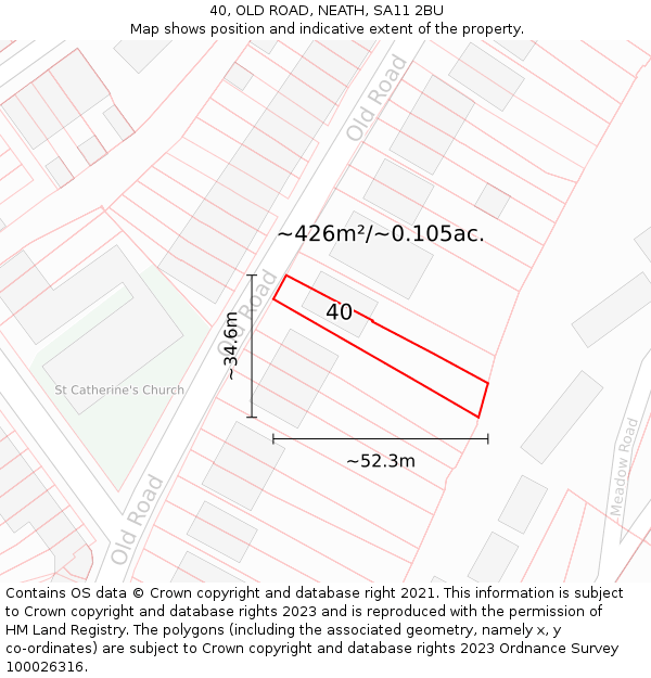 40, OLD ROAD, NEATH, SA11 2BU: Plot and title map
