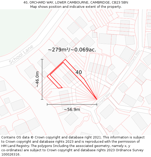 40, ORCHARD WAY, LOWER CAMBOURNE, CAMBRIDGE, CB23 5BN: Plot and title map