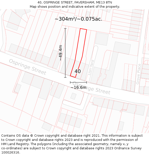 40, OSPRINGE STREET, FAVERSHAM, ME13 8TN: Plot and title map