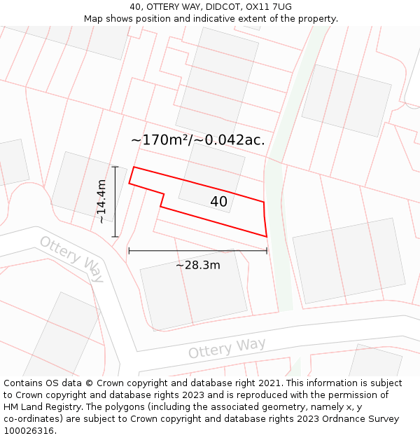 40, OTTERY WAY, DIDCOT, OX11 7UG: Plot and title map