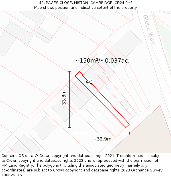 40, PAGES CLOSE, HISTON, CAMBRIDGE, CB24 9HF: Plot and title map