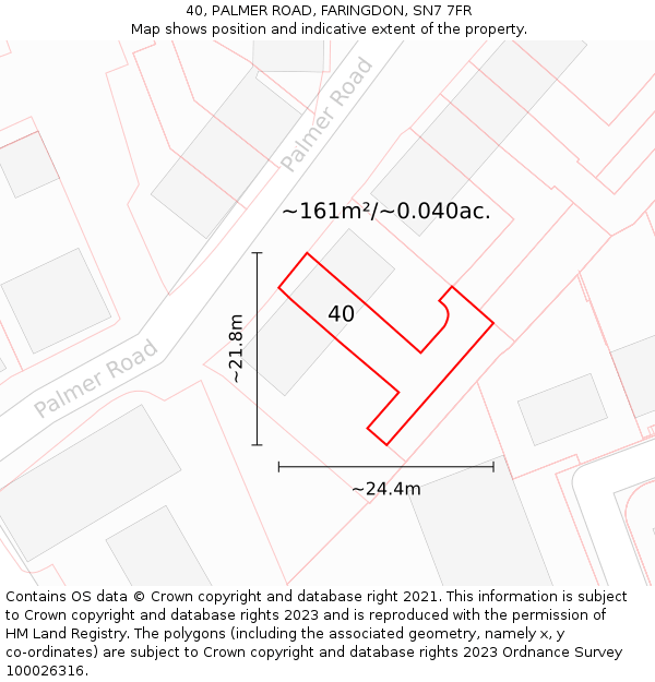 40, PALMER ROAD, FARINGDON, SN7 7FR: Plot and title map