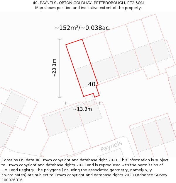 40, PAYNELS, ORTON GOLDHAY, PETERBOROUGH, PE2 5QN: Plot and title map