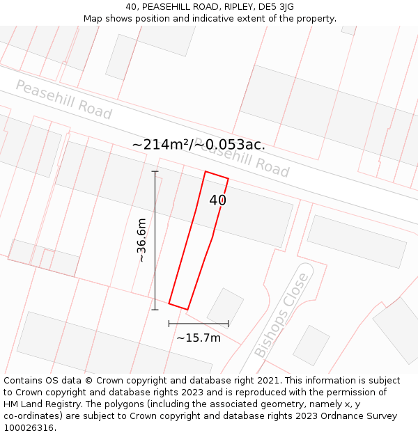 40, PEASEHILL ROAD, RIPLEY, DE5 3JG: Plot and title map