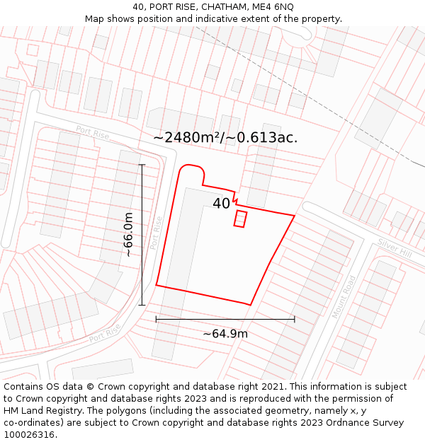 40, PORT RISE, CHATHAM, ME4 6NQ: Plot and title map