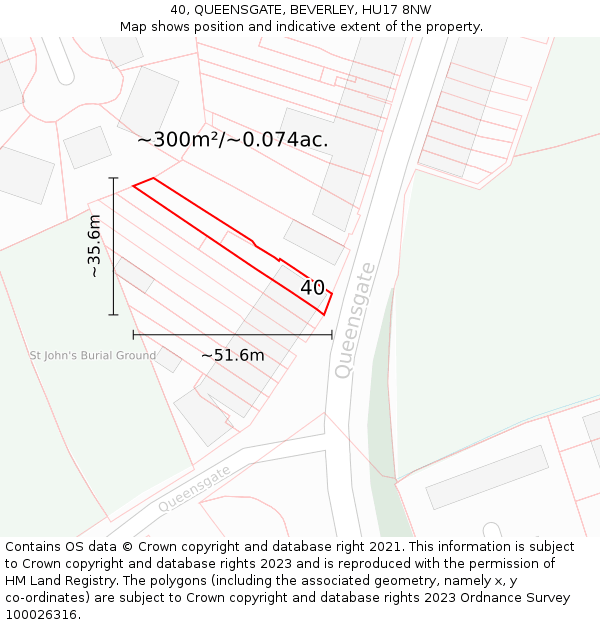 40, QUEENSGATE, BEVERLEY, HU17 8NW: Plot and title map