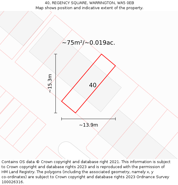 40, REGENCY SQUARE, WARRINGTON, WA5 0EB: Plot and title map