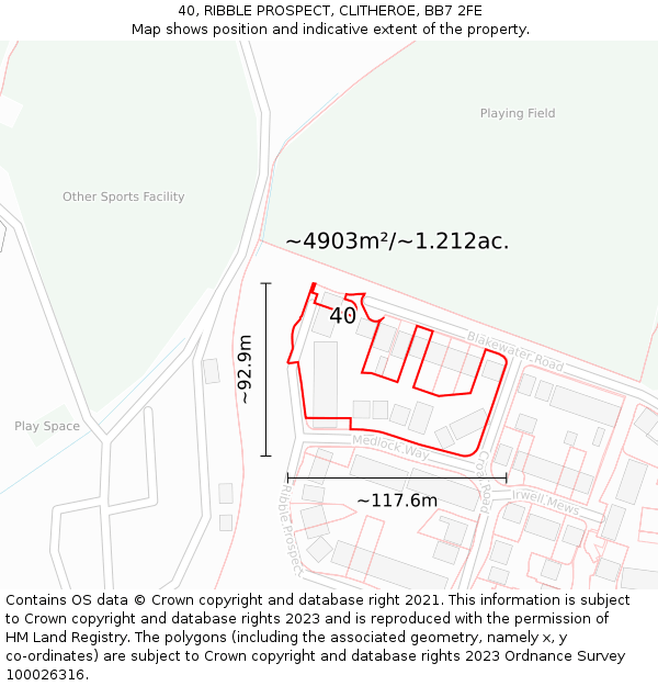 40, RIBBLE PROSPECT, CLITHEROE, BB7 2FE: Plot and title map