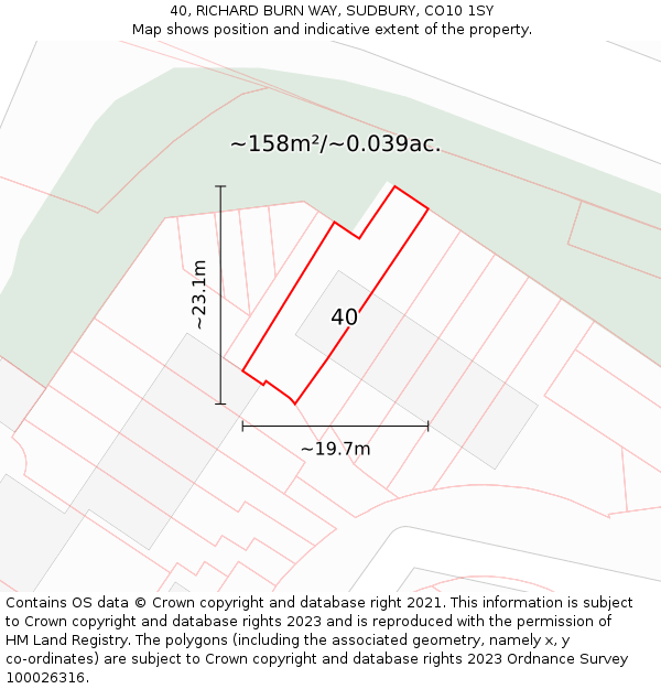 40, RICHARD BURN WAY, SUDBURY, CO10 1SY: Plot and title map