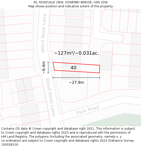 40, ROSEVALE VIEW, SOWERBY BRIDGE, HX6 2DW: Plot and title map