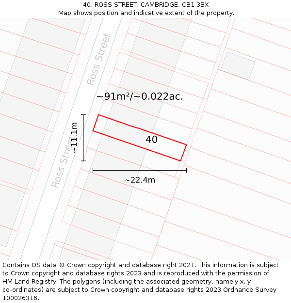 40, ROSS STREET, CAMBRIDGE, CB1 3BX: Plot and title map