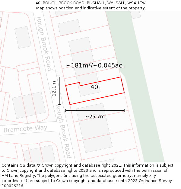 40, ROUGH BROOK ROAD, RUSHALL, WALSALL, WS4 1EW: Plot and title map