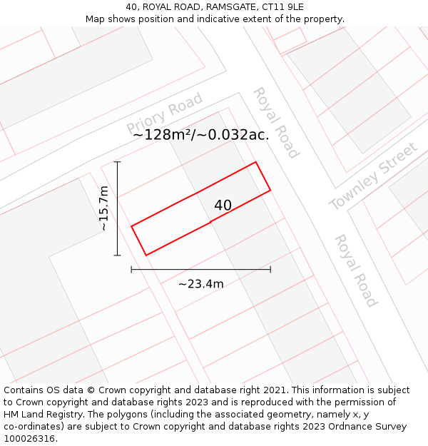 40, ROYAL ROAD, RAMSGATE, CT11 9LE: Plot and title map
