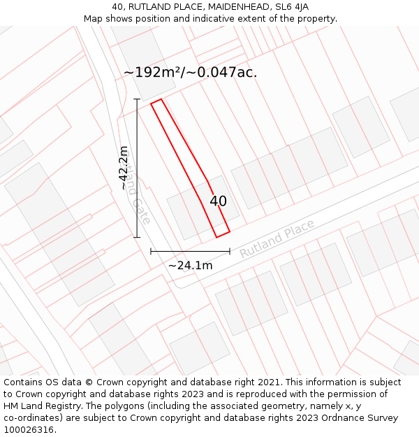 40, RUTLAND PLACE, MAIDENHEAD, SL6 4JA: Plot and title map