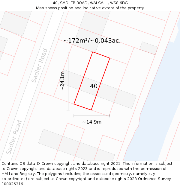 40, SADLER ROAD, WALSALL, WS8 6BG: Plot and title map