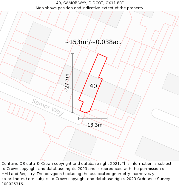 40, SAMOR WAY, DIDCOT, OX11 8RF: Plot and title map