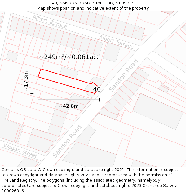 40, SANDON ROAD, STAFFORD, ST16 3ES: Plot and title map