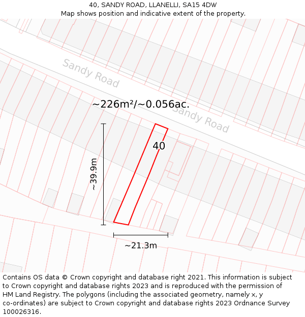 40, SANDY ROAD, LLANELLI, SA15 4DW: Plot and title map