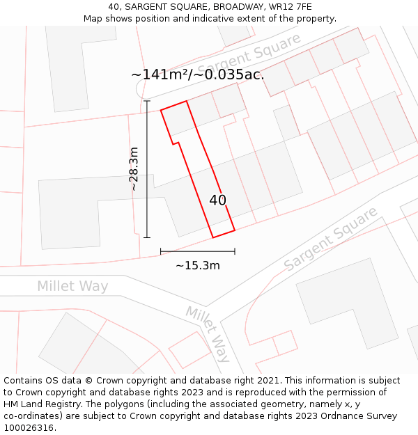 40, SARGENT SQUARE, BROADWAY, WR12 7FE: Plot and title map