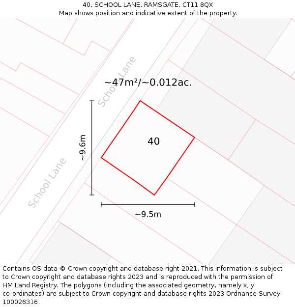 40, SCHOOL LANE, RAMSGATE, CT11 8QX: Plot and title map