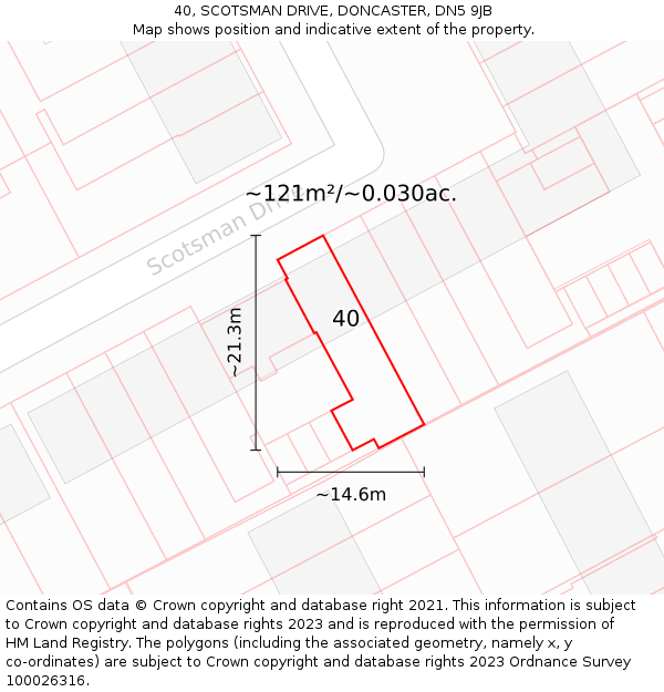 40, SCOTSMAN DRIVE, DONCASTER, DN5 9JB: Plot and title map