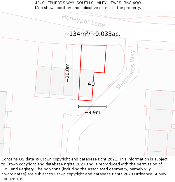 40, SHEPHERDS WAY, SOUTH CHAILEY, LEWES, BN8 4QQ: Plot and title map