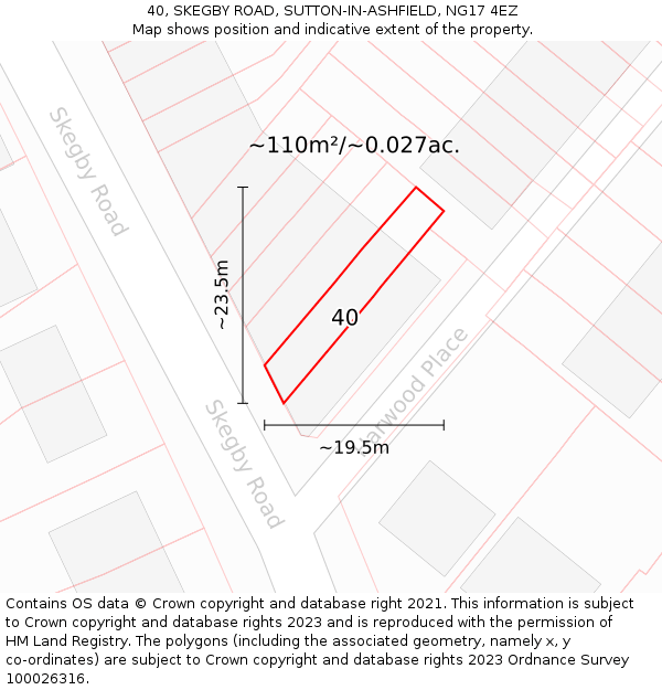 40, SKEGBY ROAD, SUTTON-IN-ASHFIELD, NG17 4EZ: Plot and title map