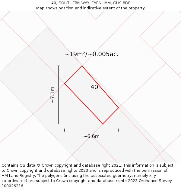 40, SOUTHERN WAY, FARNHAM, GU9 8DF: Plot and title map