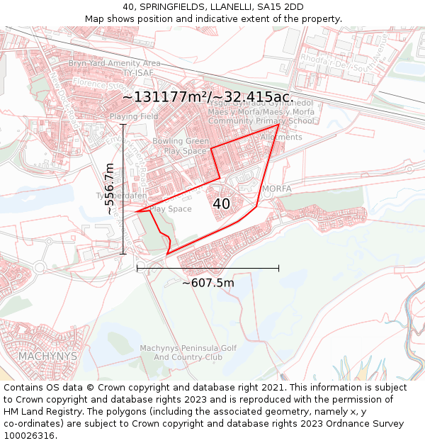 40, SPRINGFIELDS, LLANELLI, SA15 2DD: Plot and title map