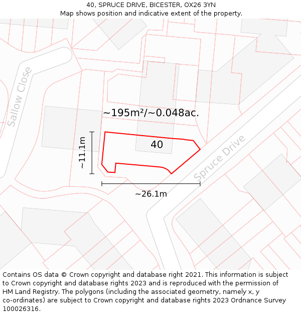 40, SPRUCE DRIVE, BICESTER, OX26 3YN: Plot and title map