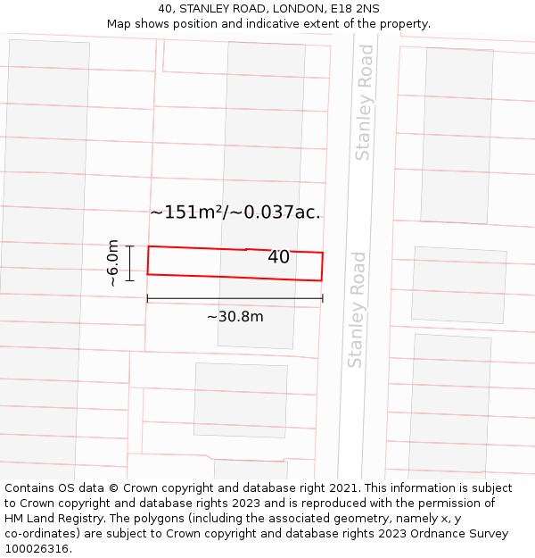 40, STANLEY ROAD, LONDON, E18 2NS: Plot and title map